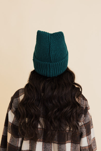 Chill Vibes Soft Ribbed Square Top Beanie Leto Collection