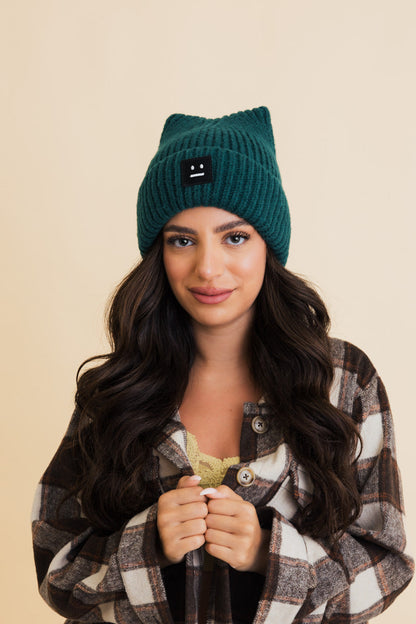 Chill Vibes Soft Ribbed Square Top Beanie Leto Collection