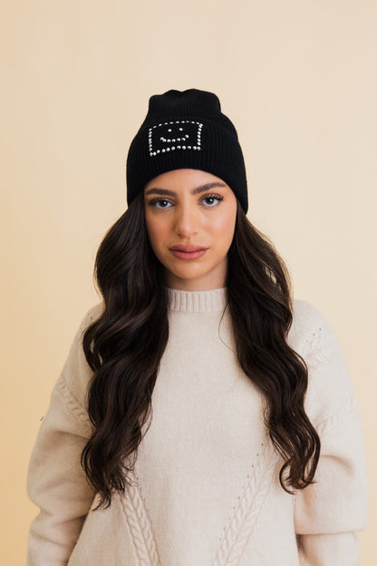 Square Sparkle Smiles Ribbed Beanie-Soul Flow Apparel