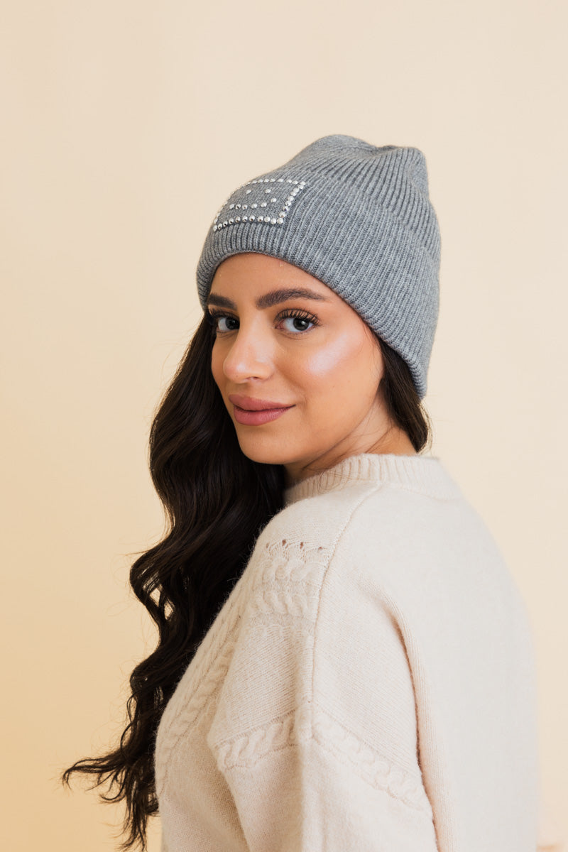Square Sparkle Smiles Ribbed Beanie-Soul Flow Apparel