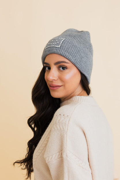 Square Sparkle Smiles Ribbed Beanie-Soul Flow Apparel