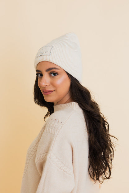 Square Sparkle Smiles Ribbed Beanie-Soul Flow Apparel