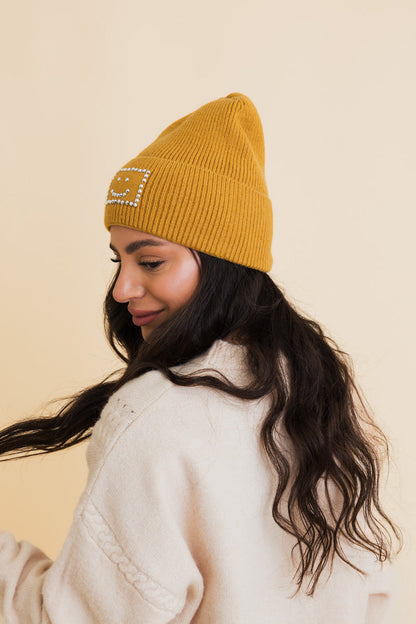 Square Sparkle Smiles Ribbed Beanie-Soul Flow Apparel