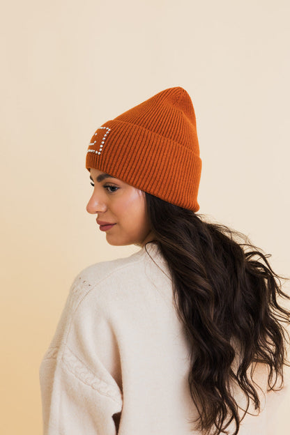 Square Sparkle Smiles Ribbed Beanie-Soul Flow Apparel