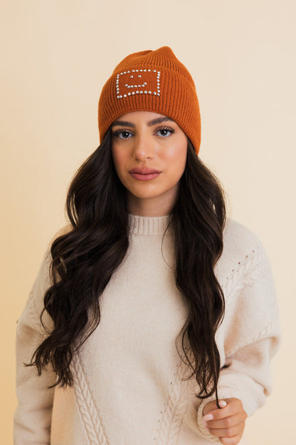 Square Sparkle Smiles Ribbed Beanie-Soul Flow Apparel