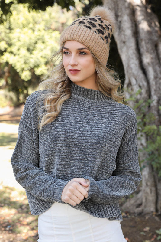 Soul Flow Apparel | Boho Leopard Knit Beanie
