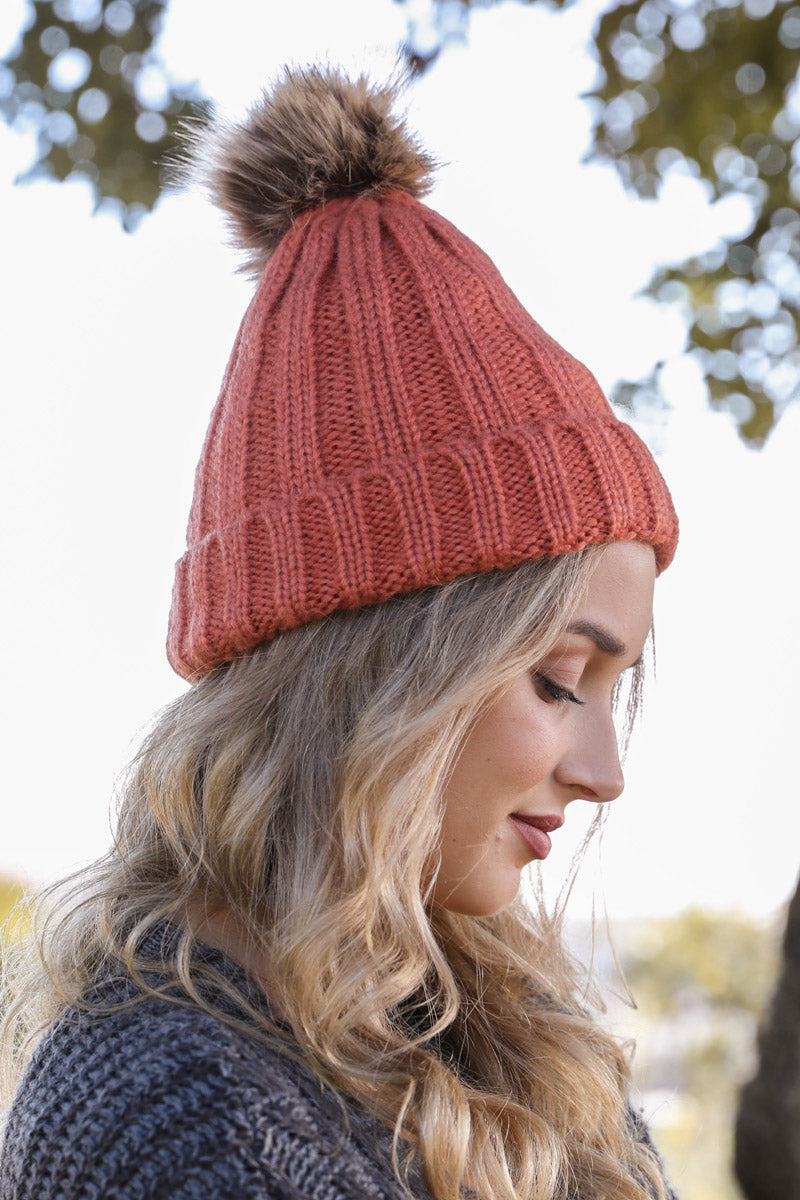 Soul Flow Apparel | Boho Basic Ribbed Pom Beanie