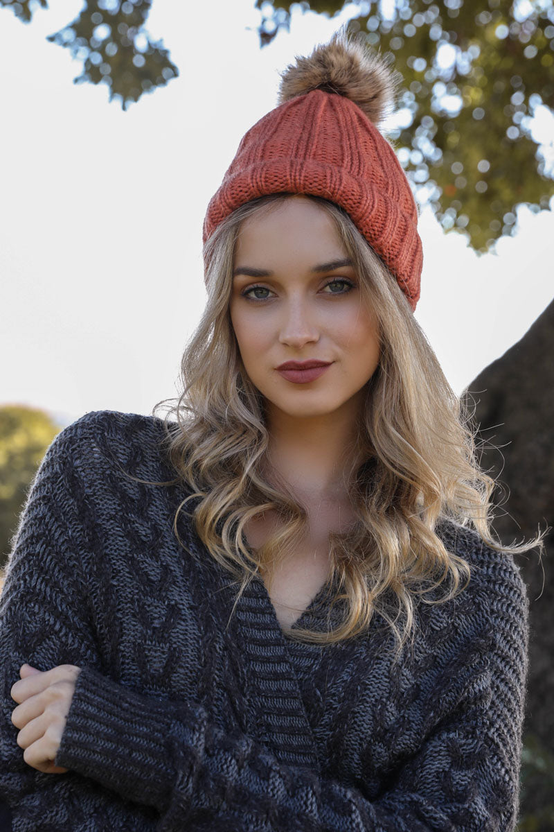 Soul Flow Apparel | Boho Basic Ribbed Pom Beanie