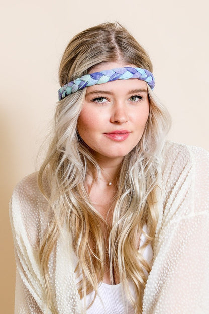 Braided Tie-Dye Headband Hats & Hair Blue