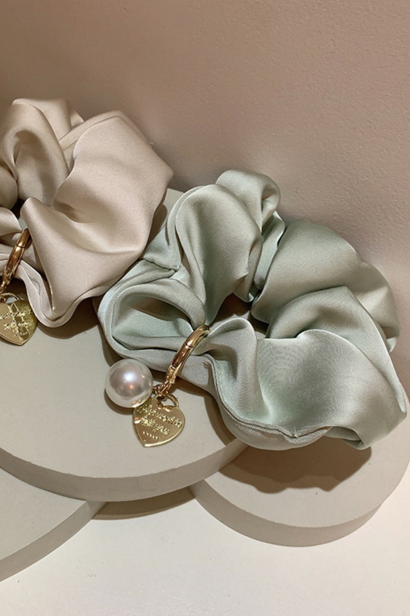 Solid Satin Scrunchies – Detachable Chain Accent ?????-Soul Flow Apparel