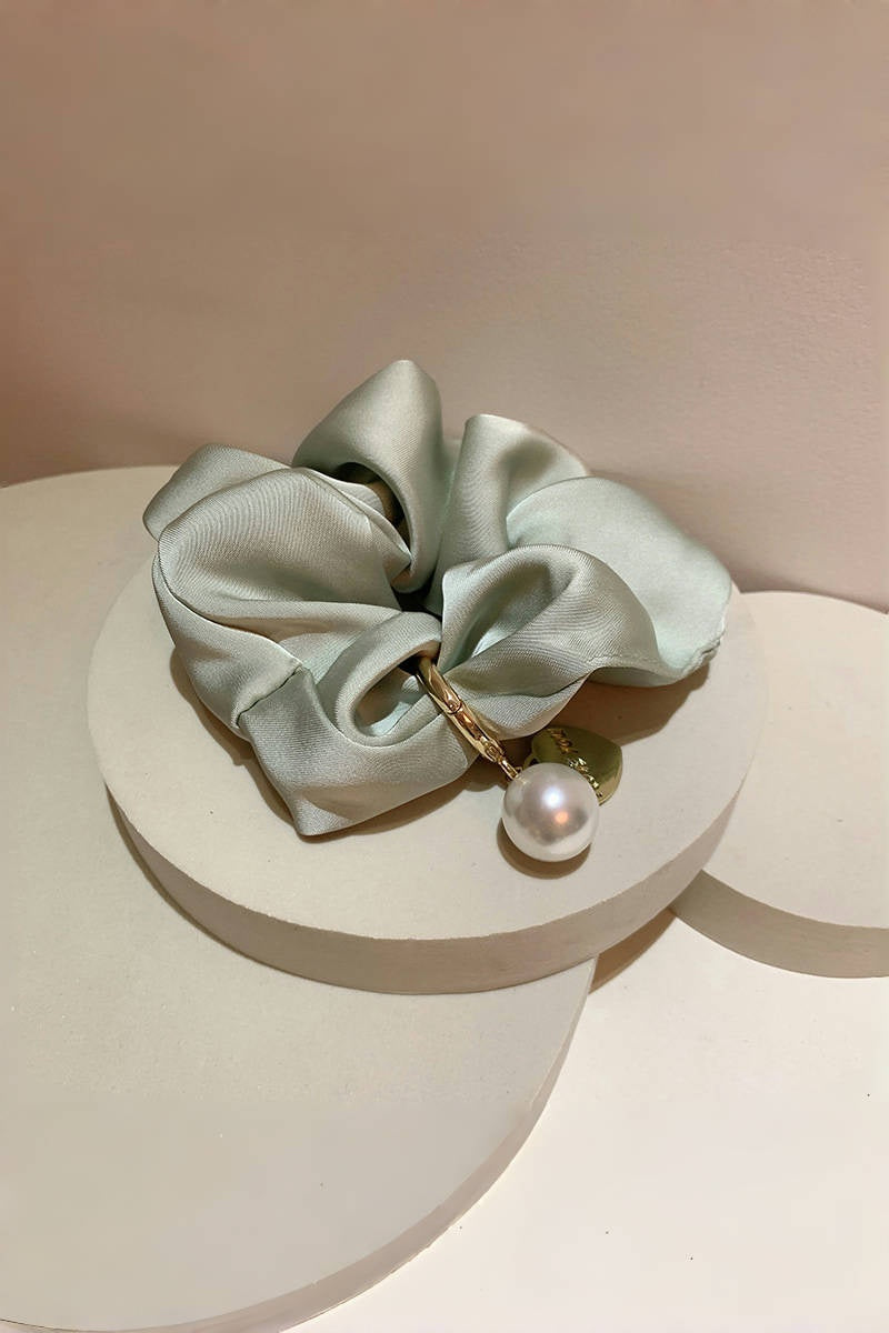 Solid Satin Scrunchies – Detachable Chain Accent ?????-Soul Flow Apparel
