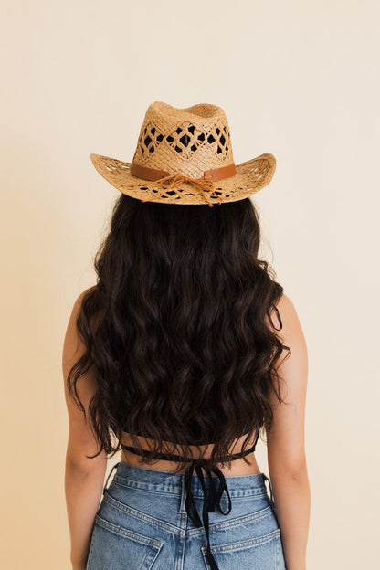 Western Girl Woven Raffia Cowboy Hat Leto Collection