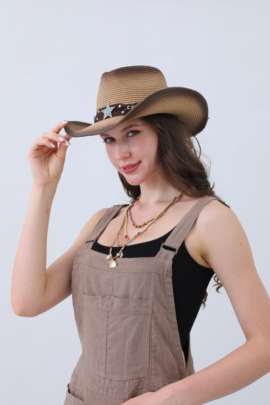 Rustic Star-Embellished Cowboy Hat – Timeless Western Charm?????-Soul Flow Apparel