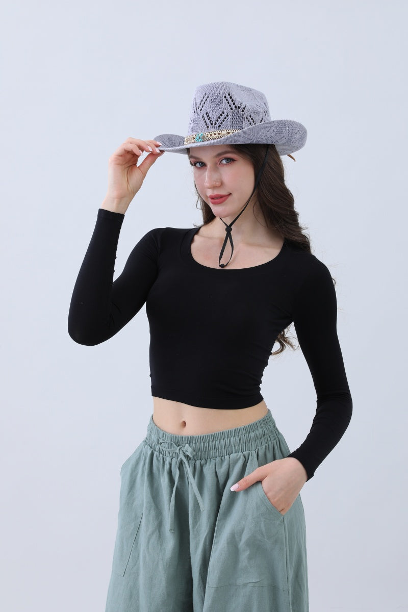 Turquoise Statement Cowboy Hat – Bold Cutout Artistry?????-Soul Flow Apparel