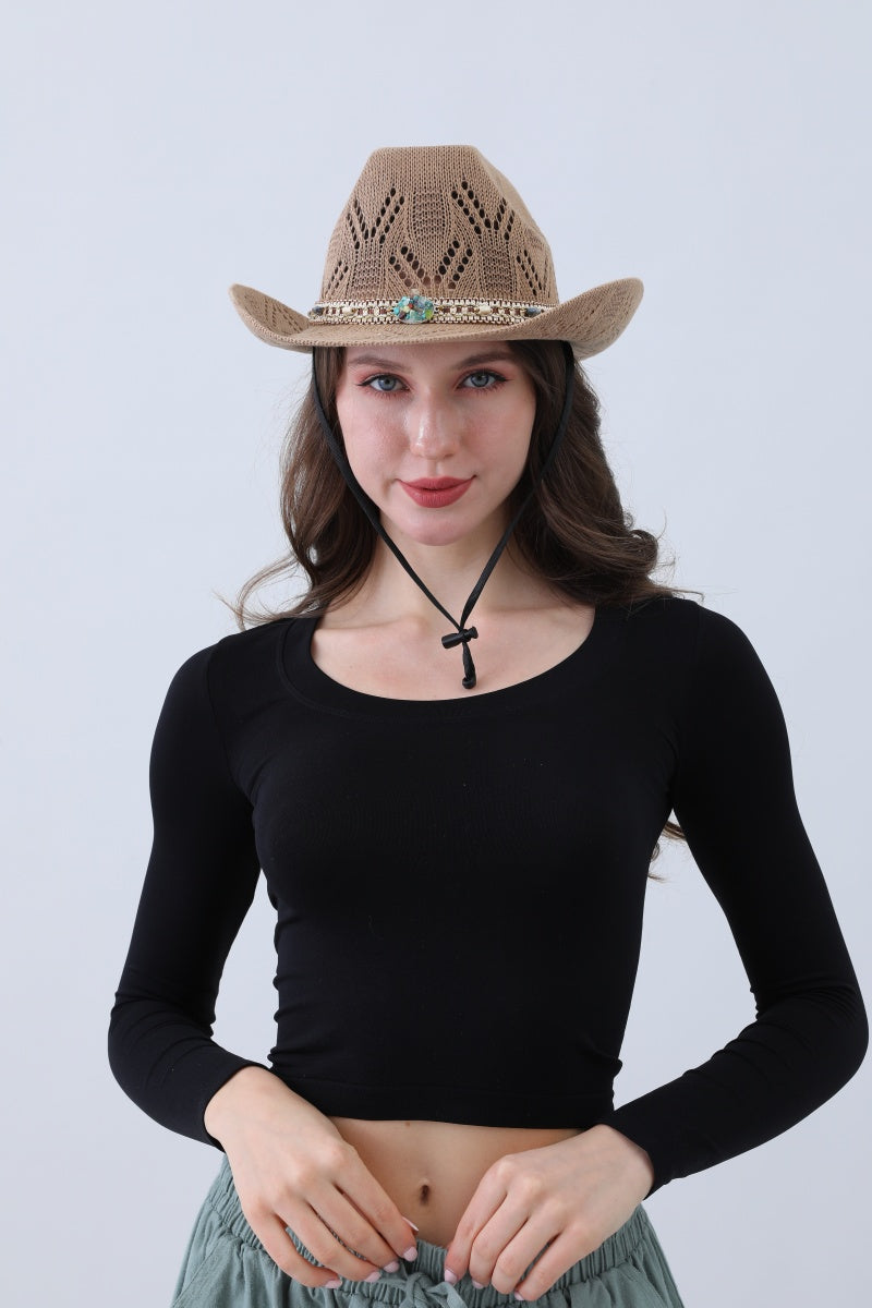 Turquoise Statement Cowboy Hat – Bold Cutout Artistry?????-Soul Flow Apparel