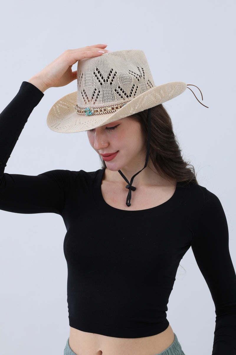 Turquoise Statement Cowboy Hat – Bold Cutout Artistry?????-Soul Flow Apparel