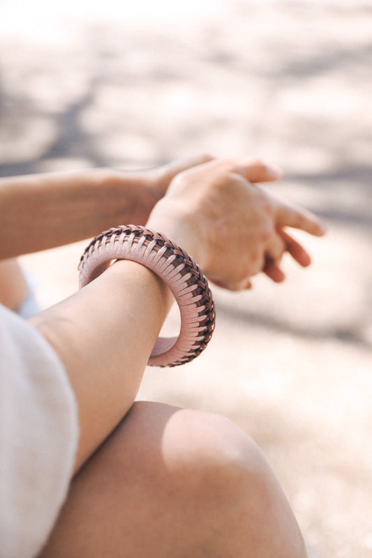 Braided Bamboo and Fabric Bangle-Soul Flow Apparel