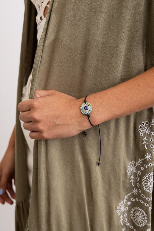 Boho Blue Eye Adjustable Cord Bracelet ????-Soul Flow Apparel