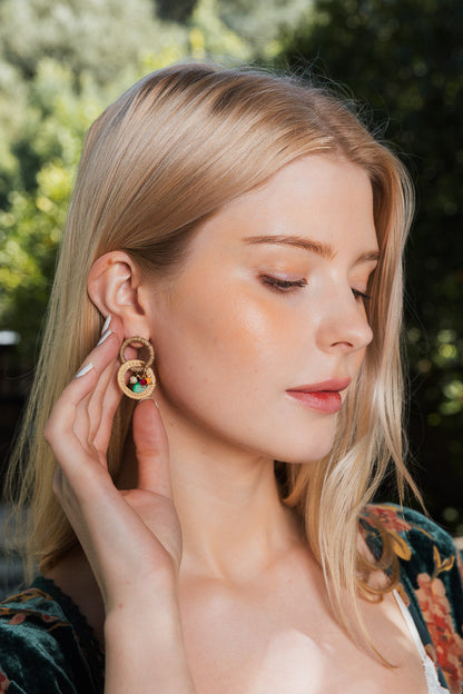 Infinity Bloom Beaded Woven Dangle Earrings-Soul Flow Apparel