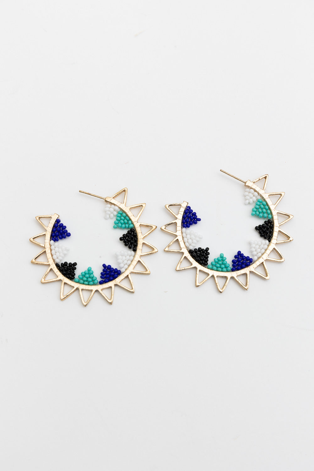 Color Splash Beaded Semi Hoop Earrings-Soul Flow Apparel