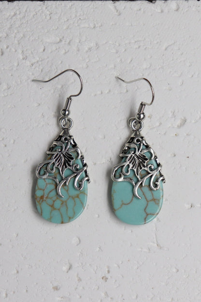 Ethnic Openwork Earrings – Carved Turquoise Inlay💎 Leto Collection