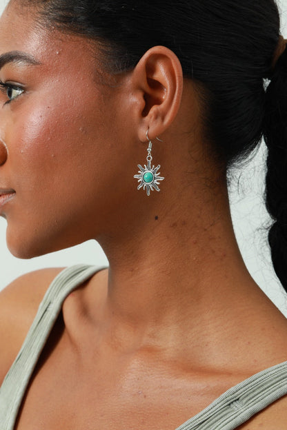 Mini Sun Earrings – Turquoise Inlay Accent🌞