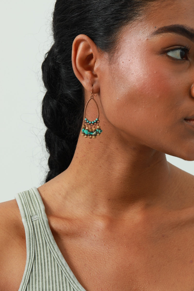 Vintage Boho Earrings – Turquoise & Tassel Details💎 Leto Collection