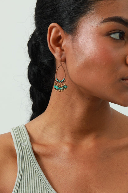Vintage Boho Earrings – Turquoise & Tassel Details💎 Leto Collection