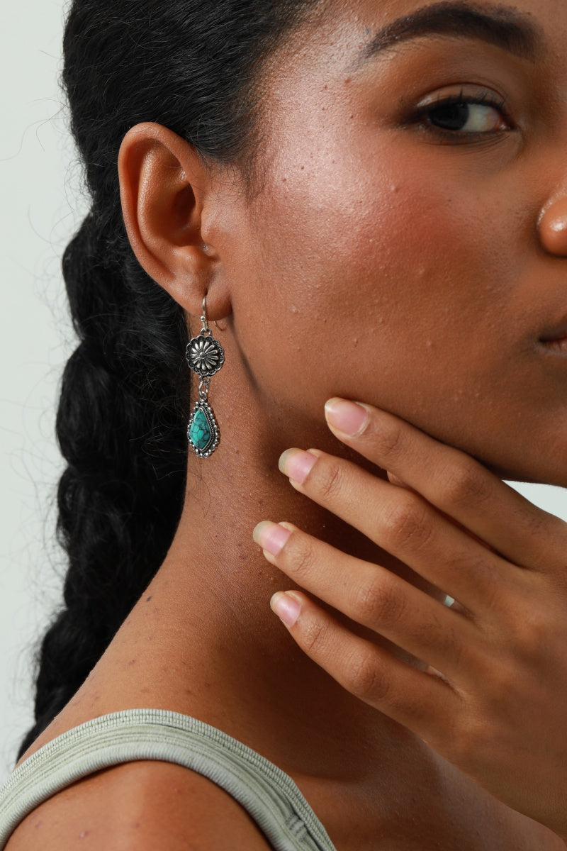 Vintage Floral Earrings – Boho Turquoise Accent💎 Leto Collection