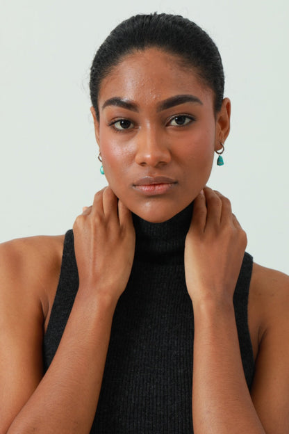 Natural Turquoise Earrings – Irregular Stone Design 💎