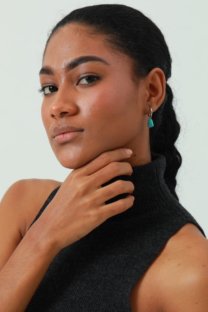 Natural Turquoise Earrings – Irregular Stone Design 💎