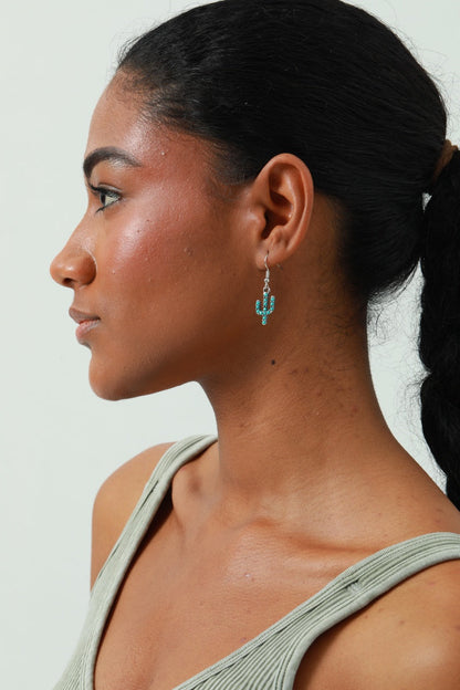 Turquoise Cactus Drop Earrings - Bohemian Desert Style 🌵 Leto Collection