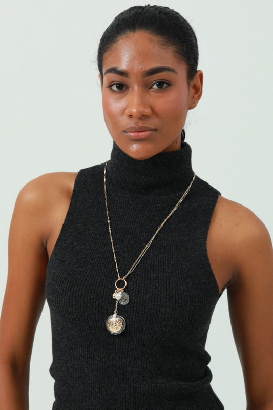 Multi-Pearl & Crystal Pendant Necklace – Layered Sparkle for Her