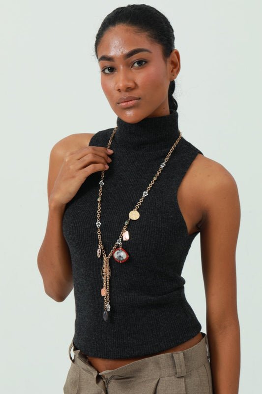 New Design Crane & Floral Teardrop Necklace