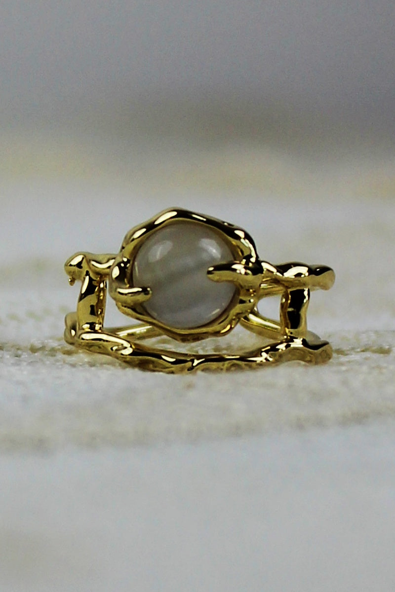 Moonstone & Zirconia Nugget Ring – French Minimalist Jewelry ????????-Soul Flow Apparel