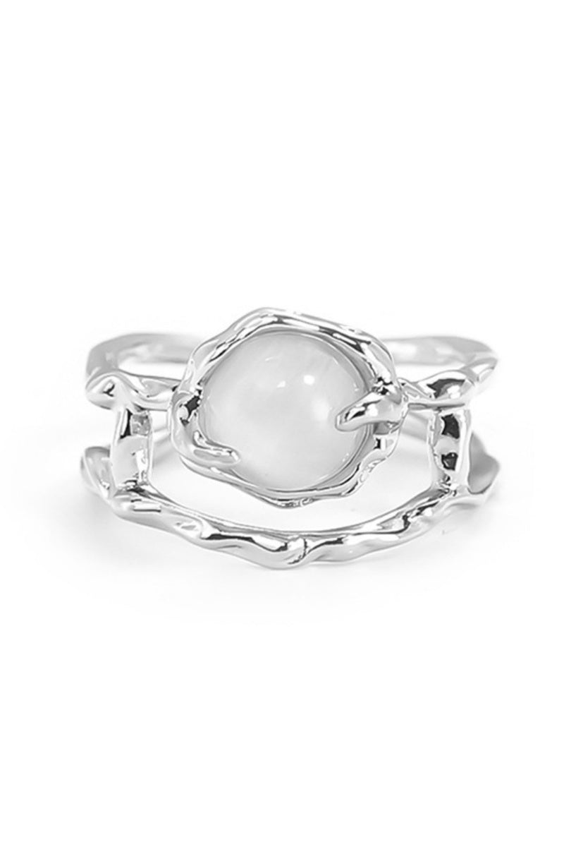 Moonstone & Zirconia Nugget Ring – French Minimalist Jewelry ????????-Soul Flow Apparel
