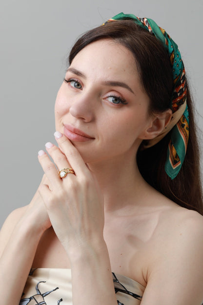 Moonstone & Zirconia Nugget Ring – French Minimalist Jewelry 🌙💎 Leto Collection