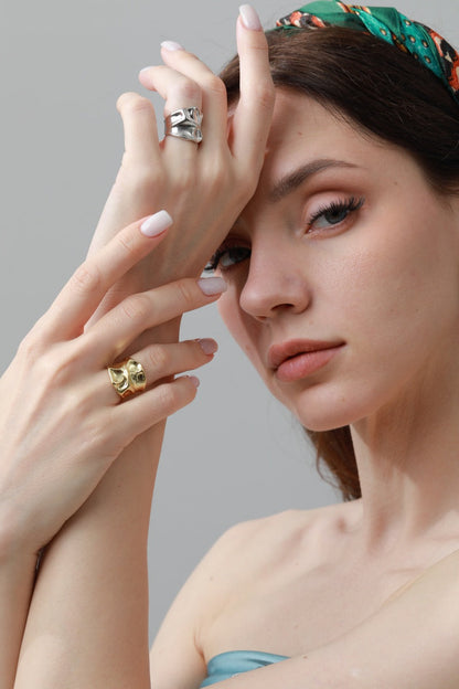 Asymmetric Nugget Rings – Minimalist Luxury Stackables ???-Soul Flow Apparel