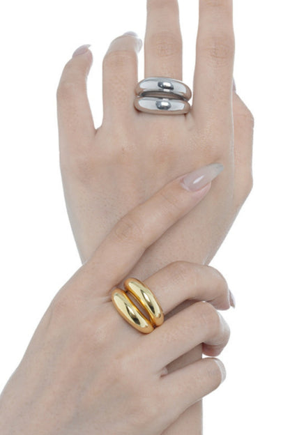 High-Shine Geometric Ring – Open-Ended Minimalist Statement ?????-Soul Flow Apparel