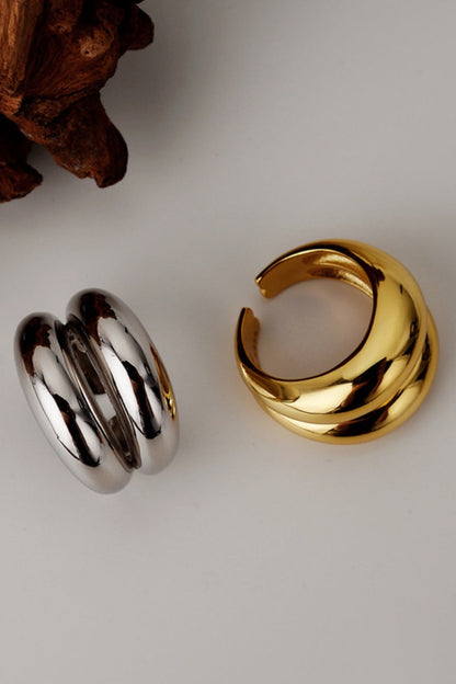 High-Shine Geometric Ring – Open-Ended Minimalist Statement ?????-Soul Flow Apparel