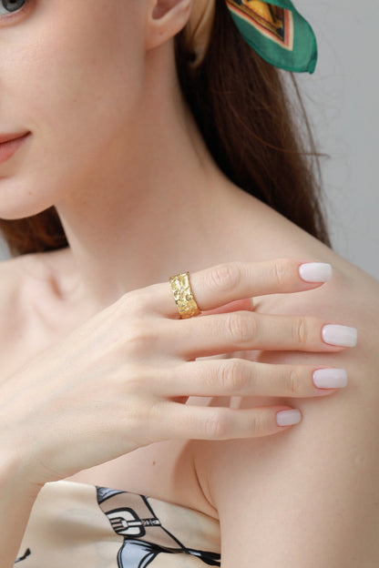 Geometric Nugget Ring – Textured Minimalist Jewelry ???-Soul Flow Apparel