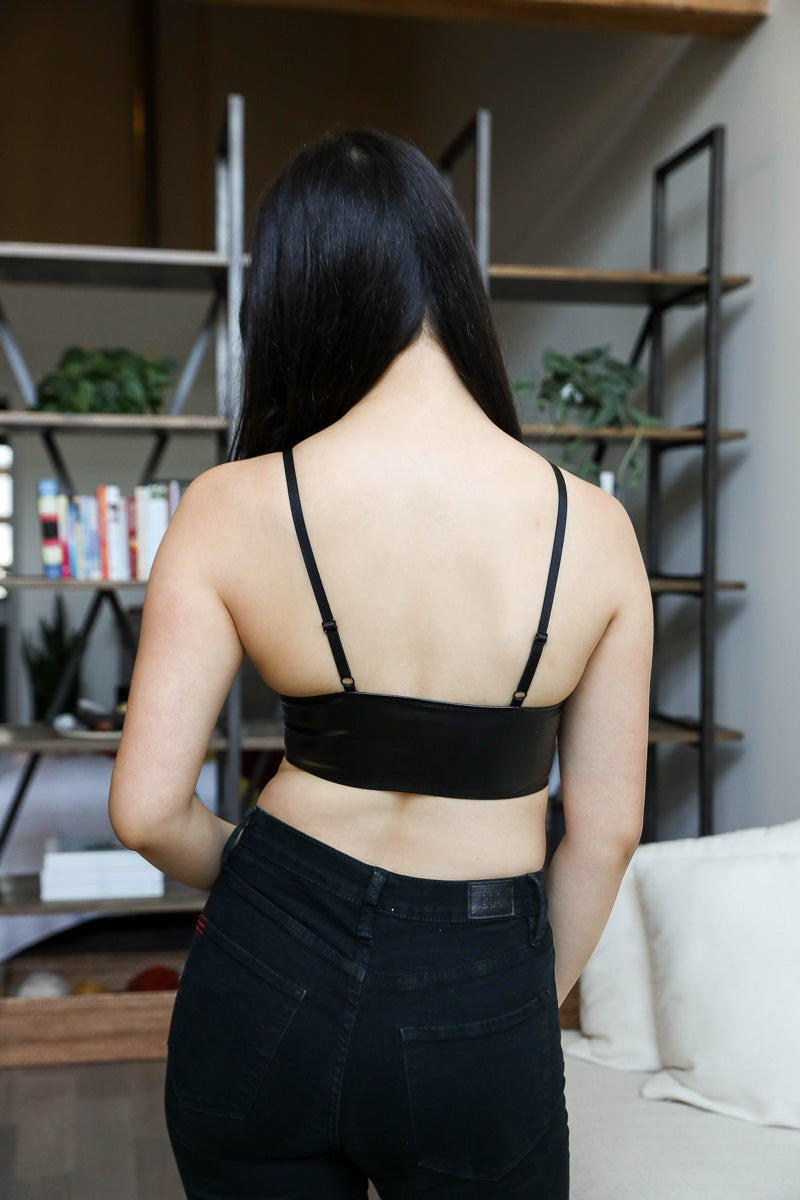Posh Faux Leather Longline Bralette-Soul Flow Apparel