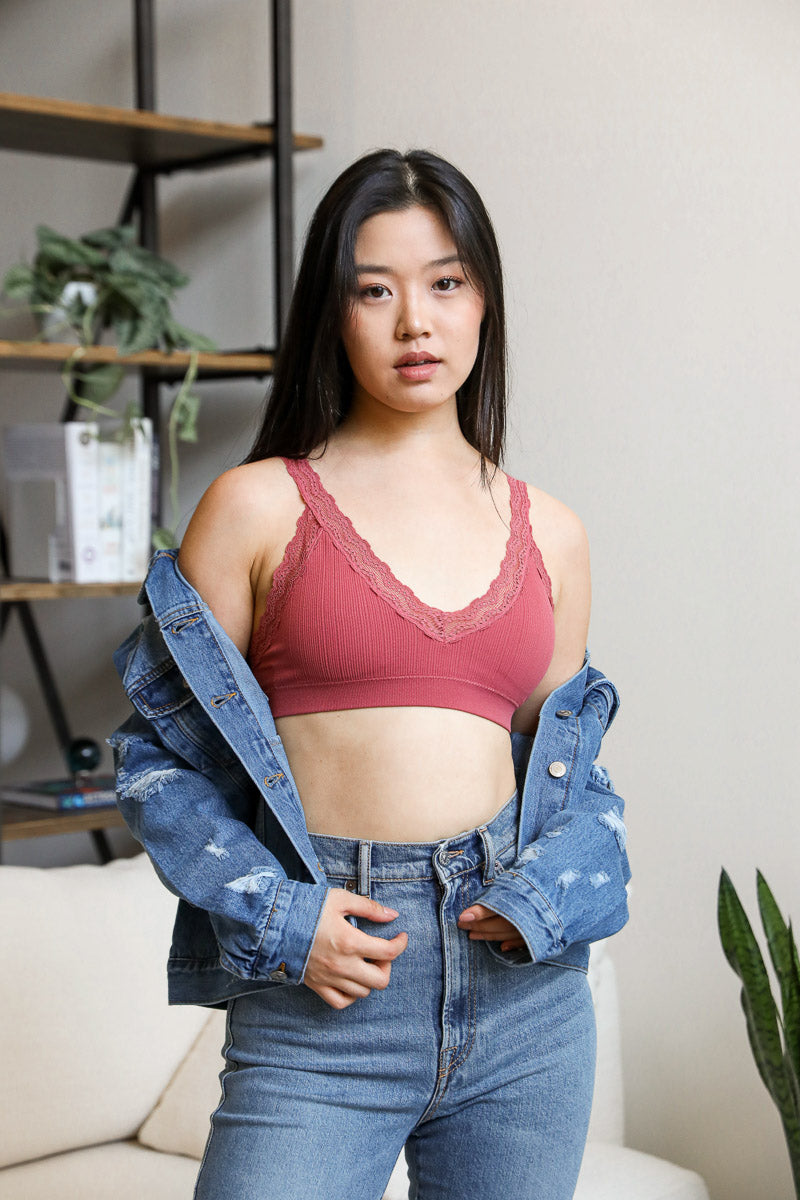Lace Trim Padded Bralette-Soul Flow Apparel