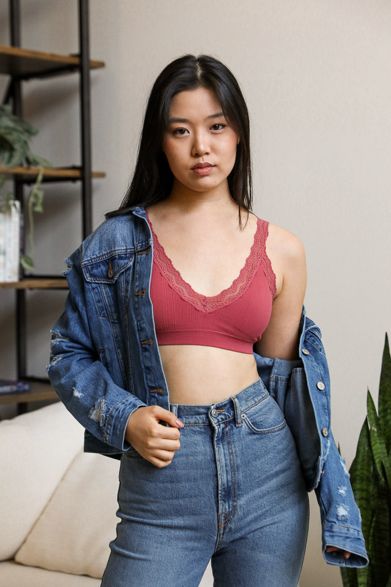 Lace Trim Padded Bralette-Soul Flow Apparel