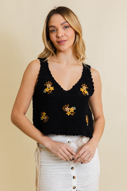 Serene Blooms Crochet Style Top Leto Collection