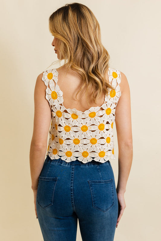 Soul Flow Apparel | Boho Spring Daisy Crochet Crop Top