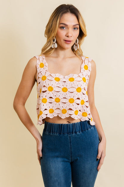 Spring Daisy Crochet Crop Top Leto Collection