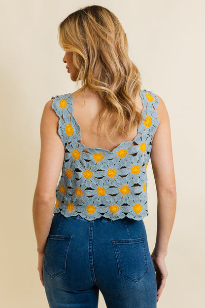 Spring Daisy Crochet Crop Top Leto Collection