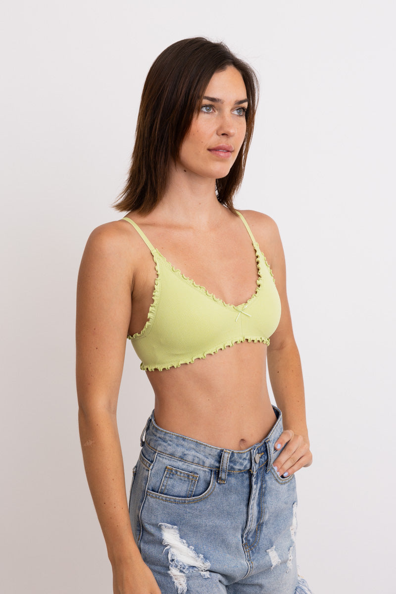 Seamless Lettuce Edge Bow Tie Triangle Bralette ????-Soul Flow Apparel