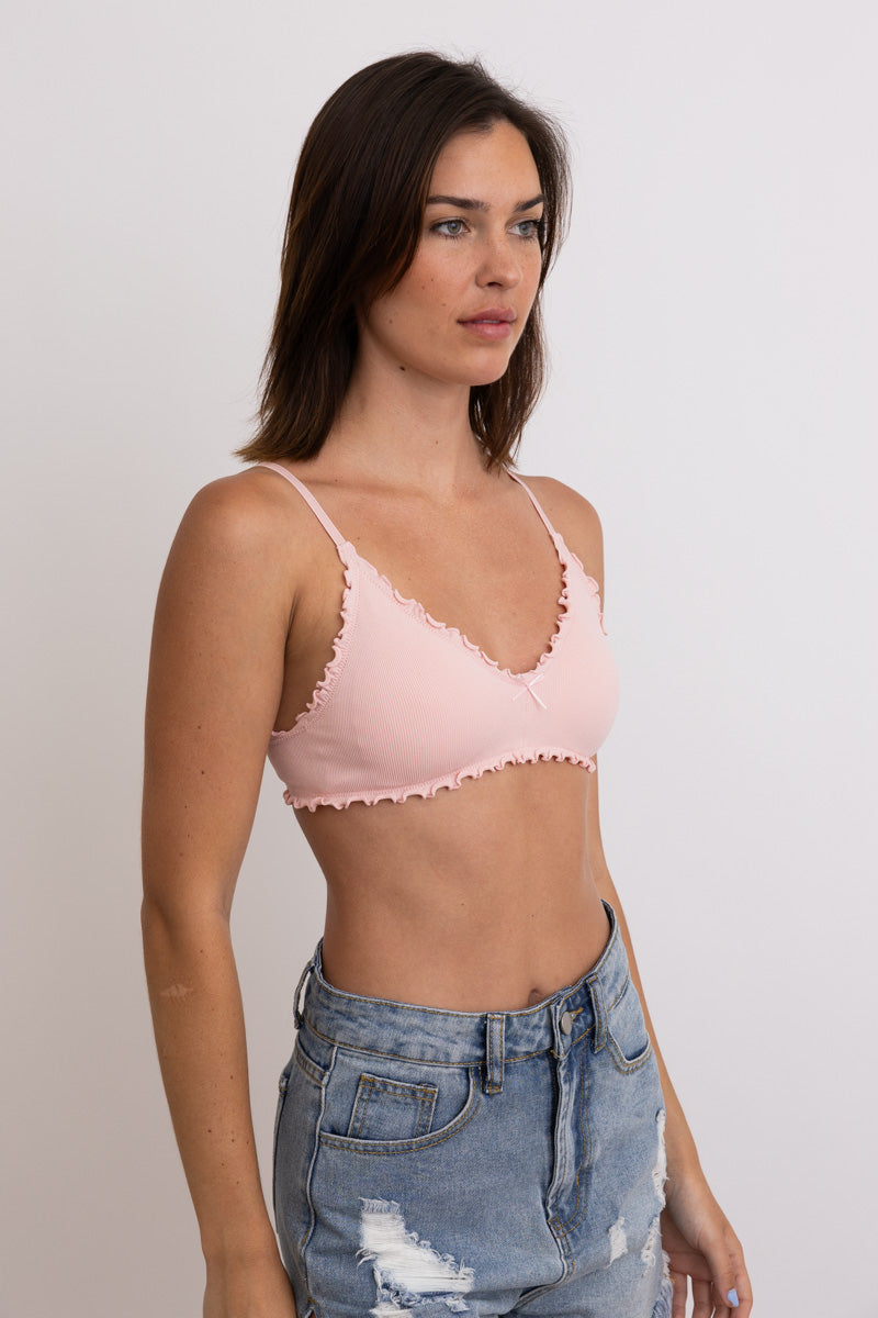 Seamless Lettuce Edge Bow Tie Triangle Bralette ????-Soul Flow Apparel